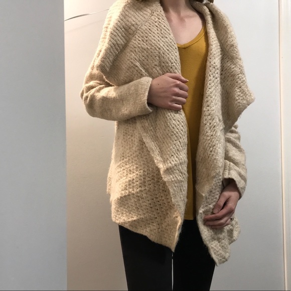 2 for $25 Loft draped cardigan alpaca/rabbit - Picture 2 of 4